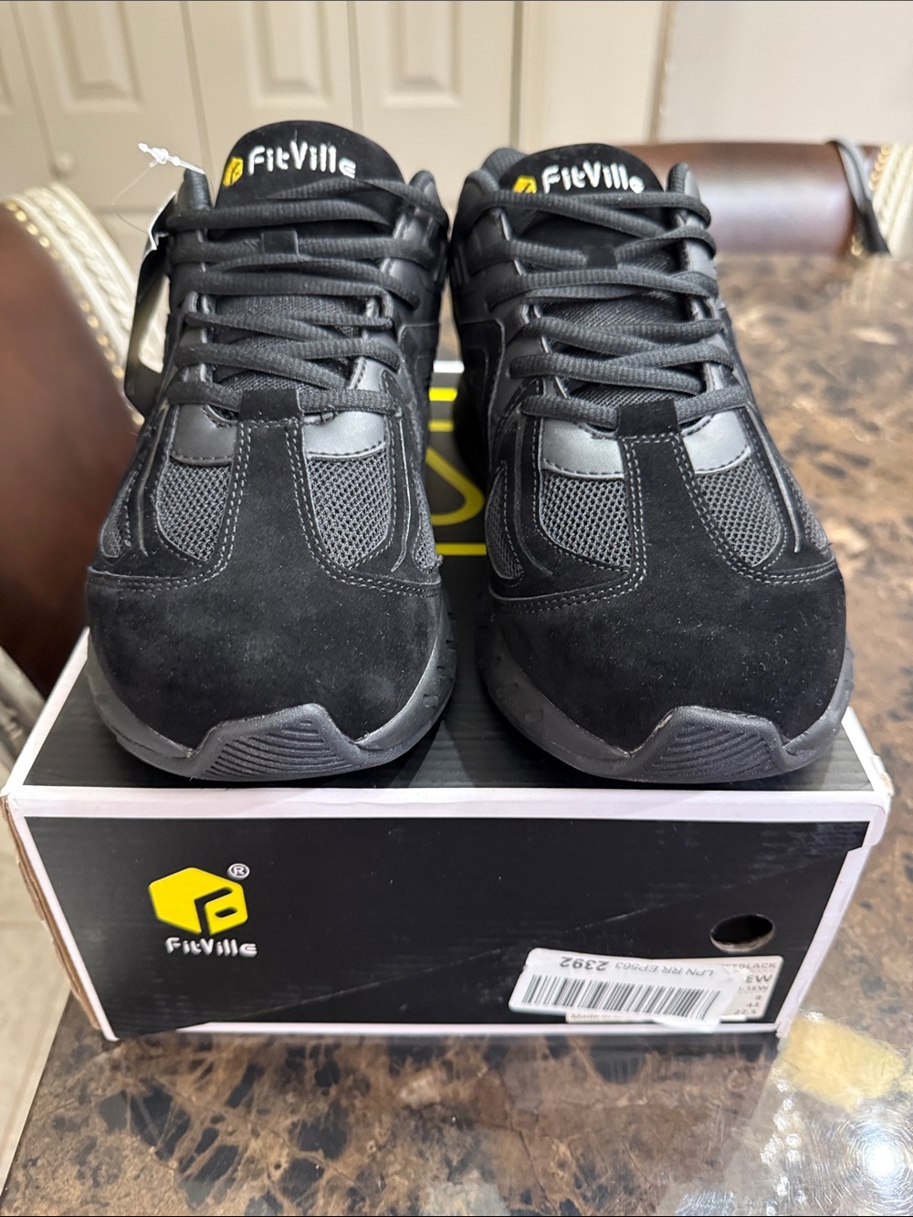 Mens FitVille Black Sneakers Size 10 Extra Wide new in Box
